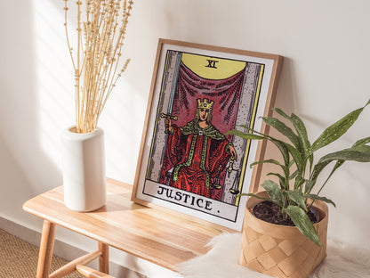 Justice Tarot Card Poster | Vintage Rider Waite Smith Wall Art