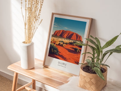 Uluru Matte Border Poster | Australia Travel Wall Art — styled in a modern interior