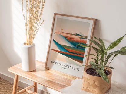 Emirates Golf Club Matte Border Poster | Dubai Golf Course Print & Country Club Decor — styled in a modern interior