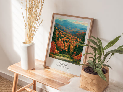 Boone Matte Border Poster | North Carolina Travel Wall Art — styled in a modern interior