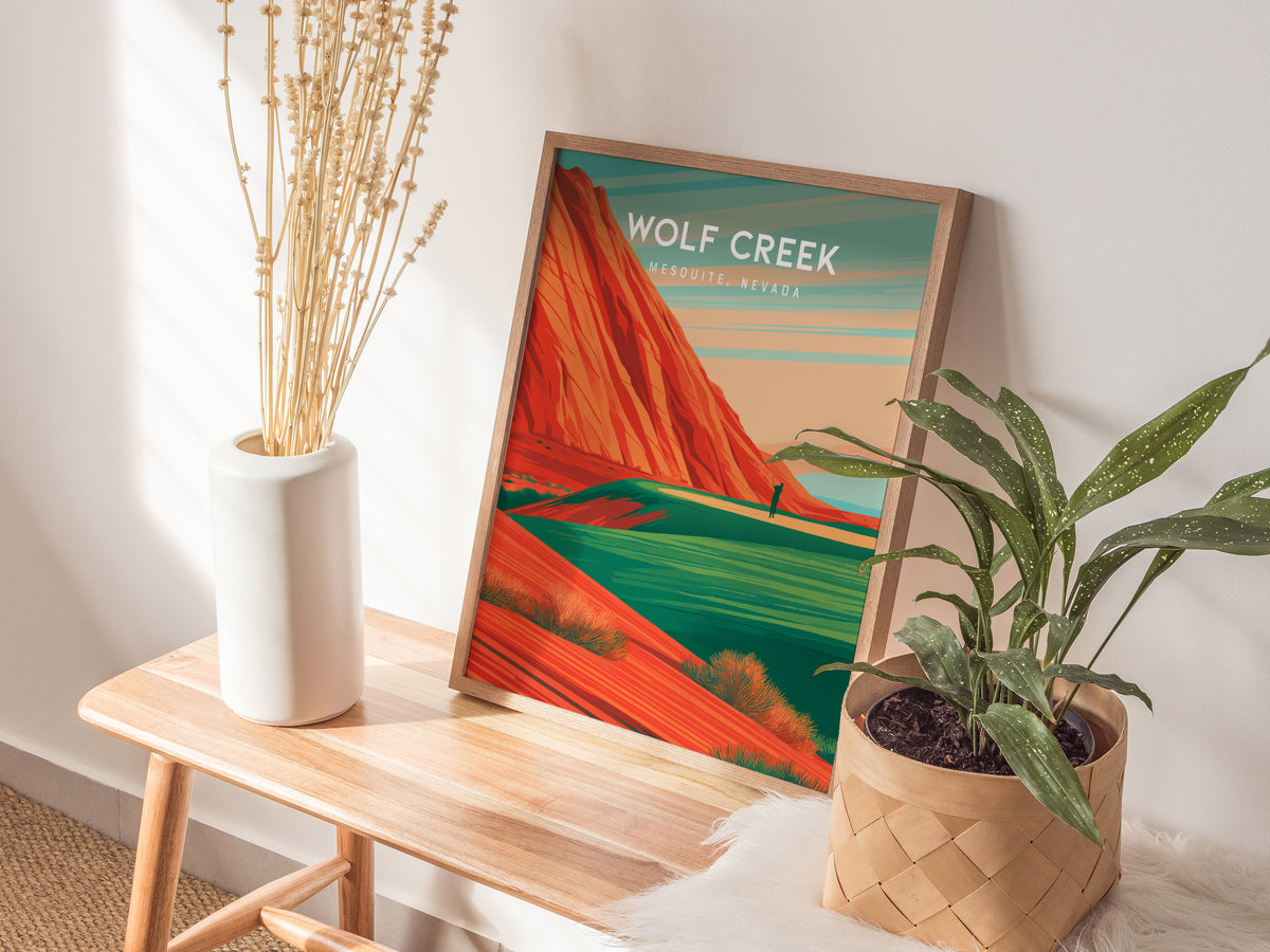 Wolf Creek Golf Club, Mesquite, Nevada Poster | Desert Canyon Links Golfer Gift Wall Art — styled in a modern interior