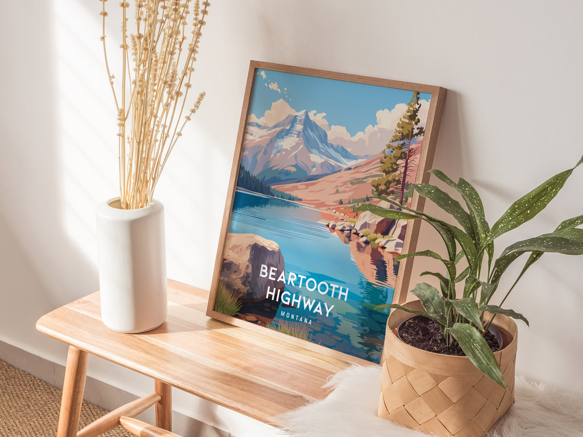 Beartooth Highway, Montana Poster | Alpine Mountain Pass Scenic Wall Art — styled in a modern interior