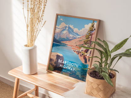 Beartooth Highway, Montana Poster | Alpine Mountain Pass Scenic Wall Art — styled in a modern interior