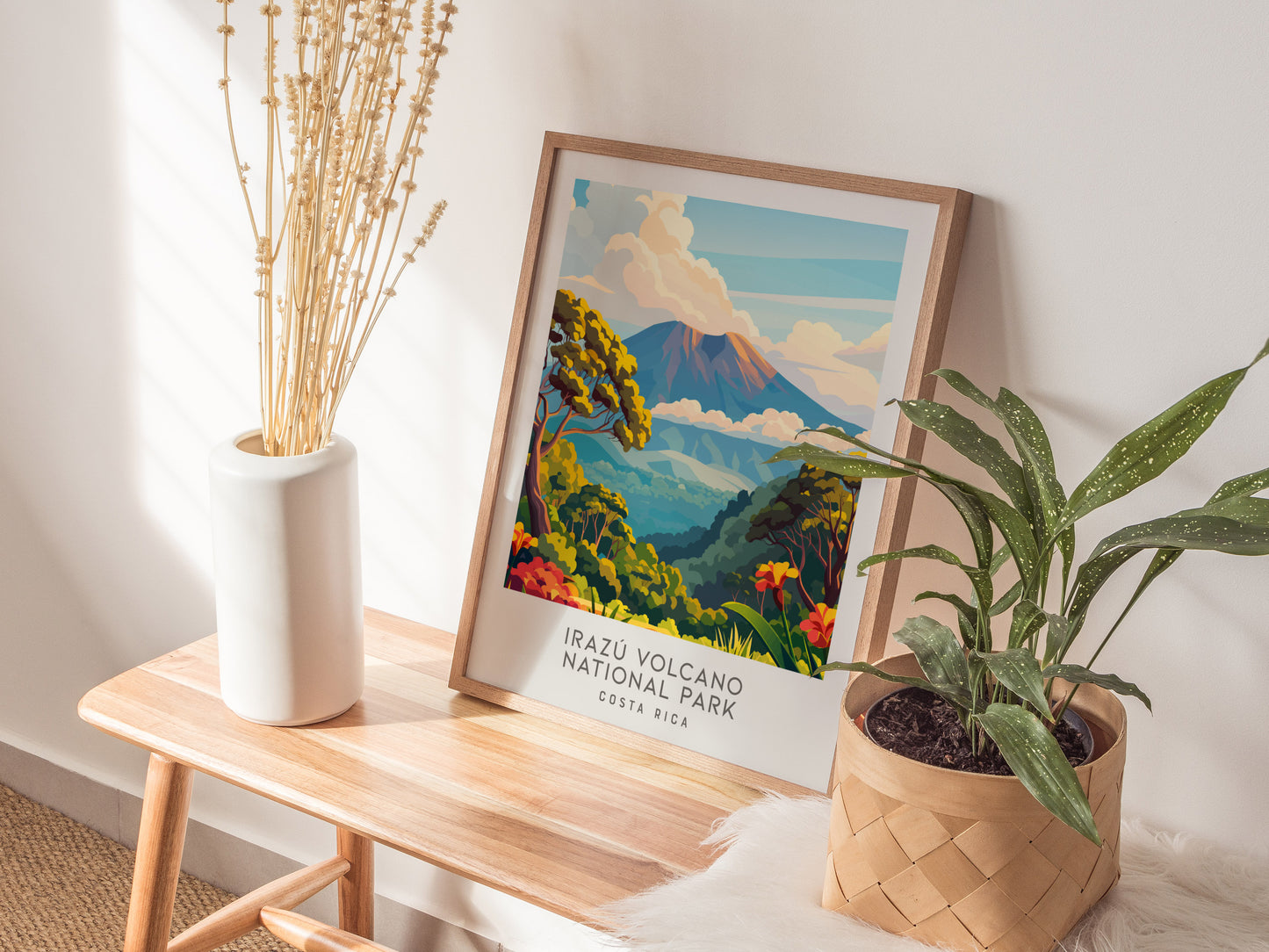 Irazú Volcano National Park Matte Border Poster | Costa Rica Travel Wall Art — styled in a modern interior