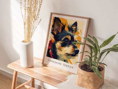 Yorkshire Terrier Poster | Bold & Beautiful Yorkie Portrait Wall Art — styled in a modern interior