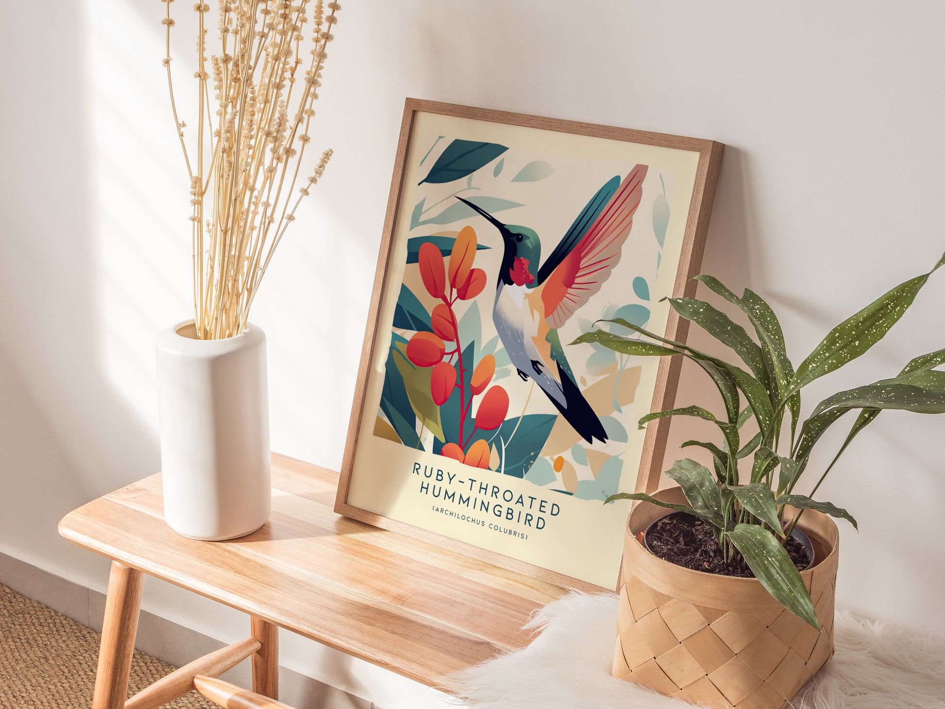 Ruby-Throated Hummingbird Poster | Bird Art | Nature Wildlife Print