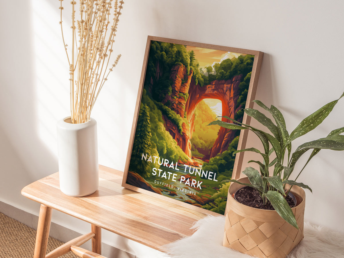 Natural Tunnel State Park, Duffield, Virginia Poster | Appalachian Wonder Destination Print Wall Art — styled in a modern int