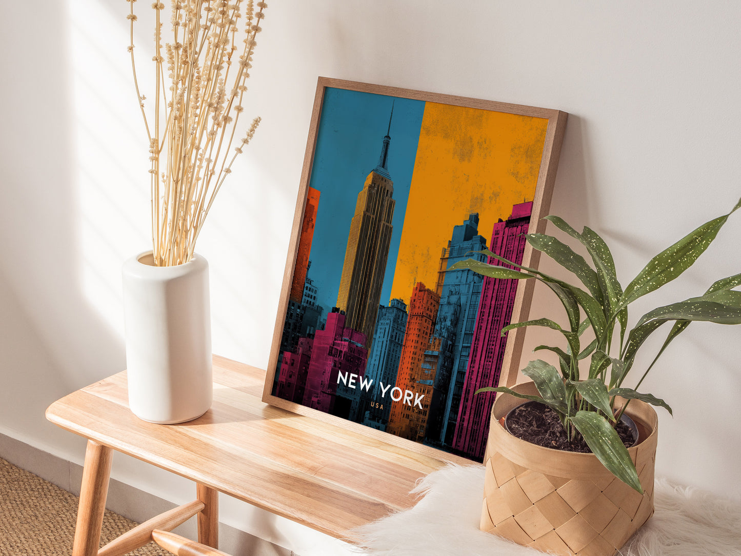 New York City Skyline Poster | Empire State Building Pop Art Print