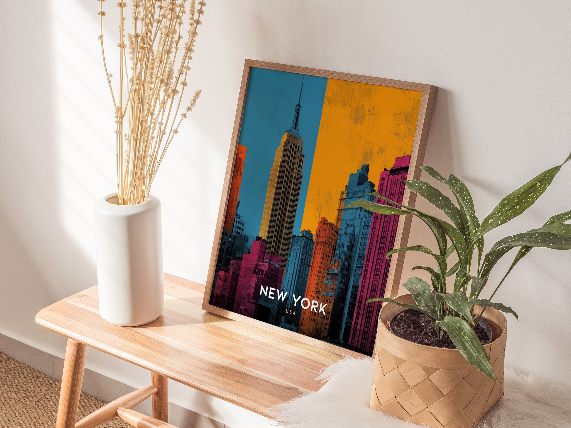 New York City Skyline Poster | Empire State Building Pop Art Print