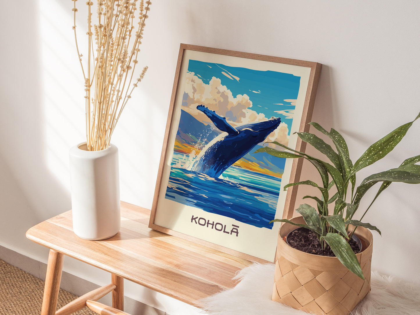 Kohola Hawaiian Humpback Whale Poster | Maui Hawaii Ocean Wall Art