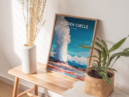 Golden Circle, Iceland Poster | Geysers & Waterfalls Nordic Wall Art — styled in a modern interior