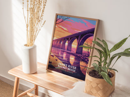 James River Railway Bridge Poster | Richmond Virginia Wall Art