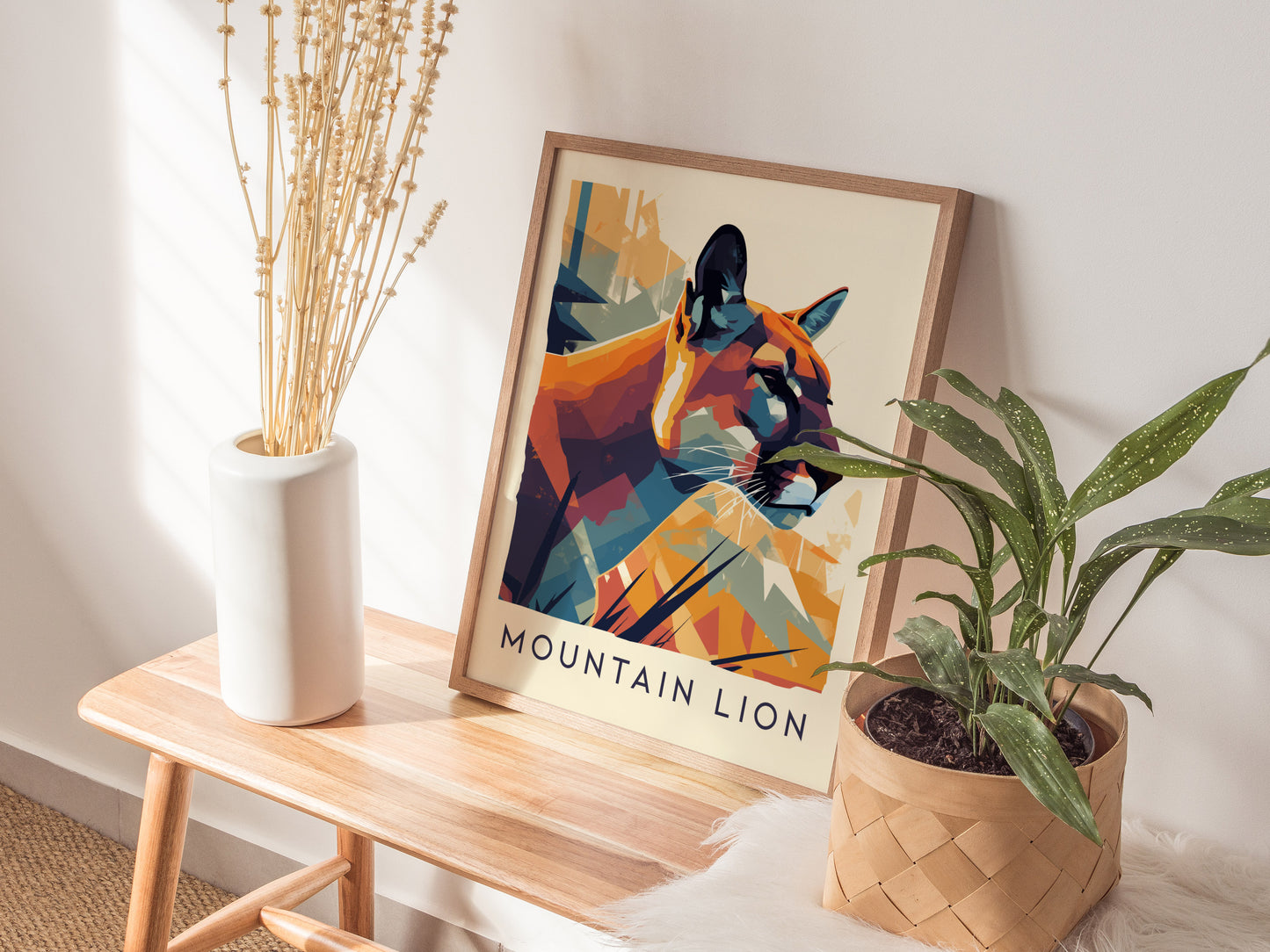 Mountain Lion Poster | Cougar Wildlife Wall Art Print