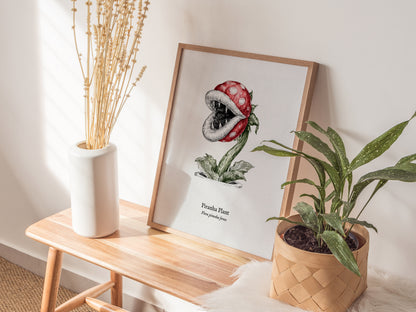 Piranha Plant Poster | Flora Piranha Ferox Pen and Ink Print | Vintage Scientific Illustration Wall Art — styled in a modern