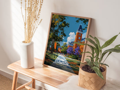 Clemson South Carolina Poster | College Town University Campus Wall Art
