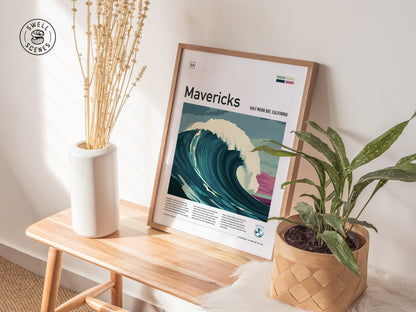 Mavericks Surf Poster | Half Moon Bay California Big Wave Wall Art