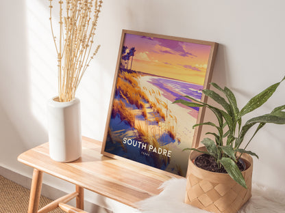 South Padre Island Poster | Texas Beach Gulf Coast Sunset Wall Art