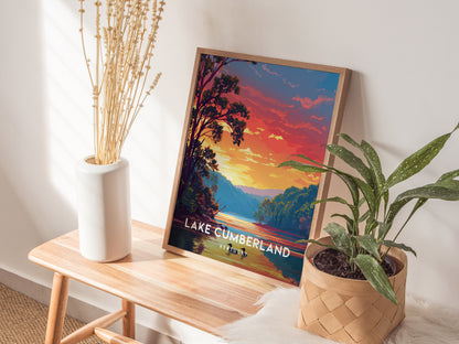 Lake Cumberland, Kentucky Poster | Lakeside Vacation Wall Art — styled in a modern interior
