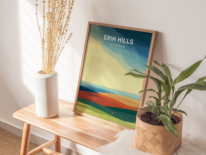 Erin Hills Golf Course, Erin, Wisconsin Poster | Rolling Fairways & Links Poster Wall Art — styled in a modern interior