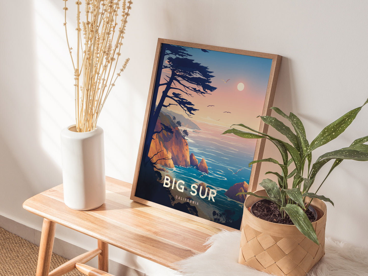 Big Sur California Poster | Pacific Coast Highway Cliffside Travel Wall Art