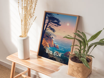 Big Sur California Poster | Pacific Coast Highway Cliffside Travel Wall Art