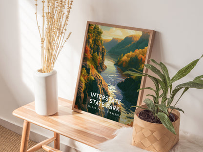 Interstate State Park, Taylors Falls, Minnesota Poster | Rugged River Bluffs Framed or Unframed Wall Art — styled in a modern