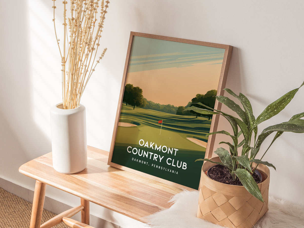 Oakmont Country Club, Oakmont, Pennsylvania Poster | Classic Links Golfer Gift Wall Art — styled in a modern interior