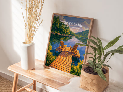 DeGray Lake, Arkadelphia, Arkansas Poster | Lakeside Serenity Travel Wall Art — styled in a modern interior