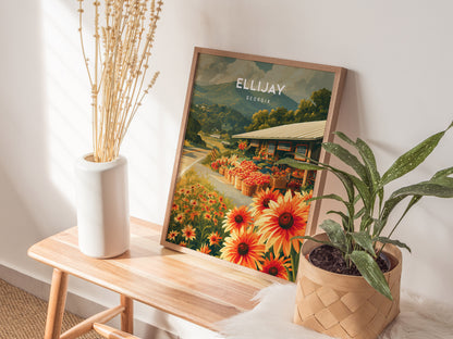 Ellijay, Georgia Poster | Mountain Town Travel Wall Art — styled in a modern interior
