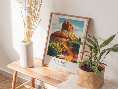 Bell Rock Matte Border Poster | Sedona, Arizona Travel Wall Art — styled in a modern interior