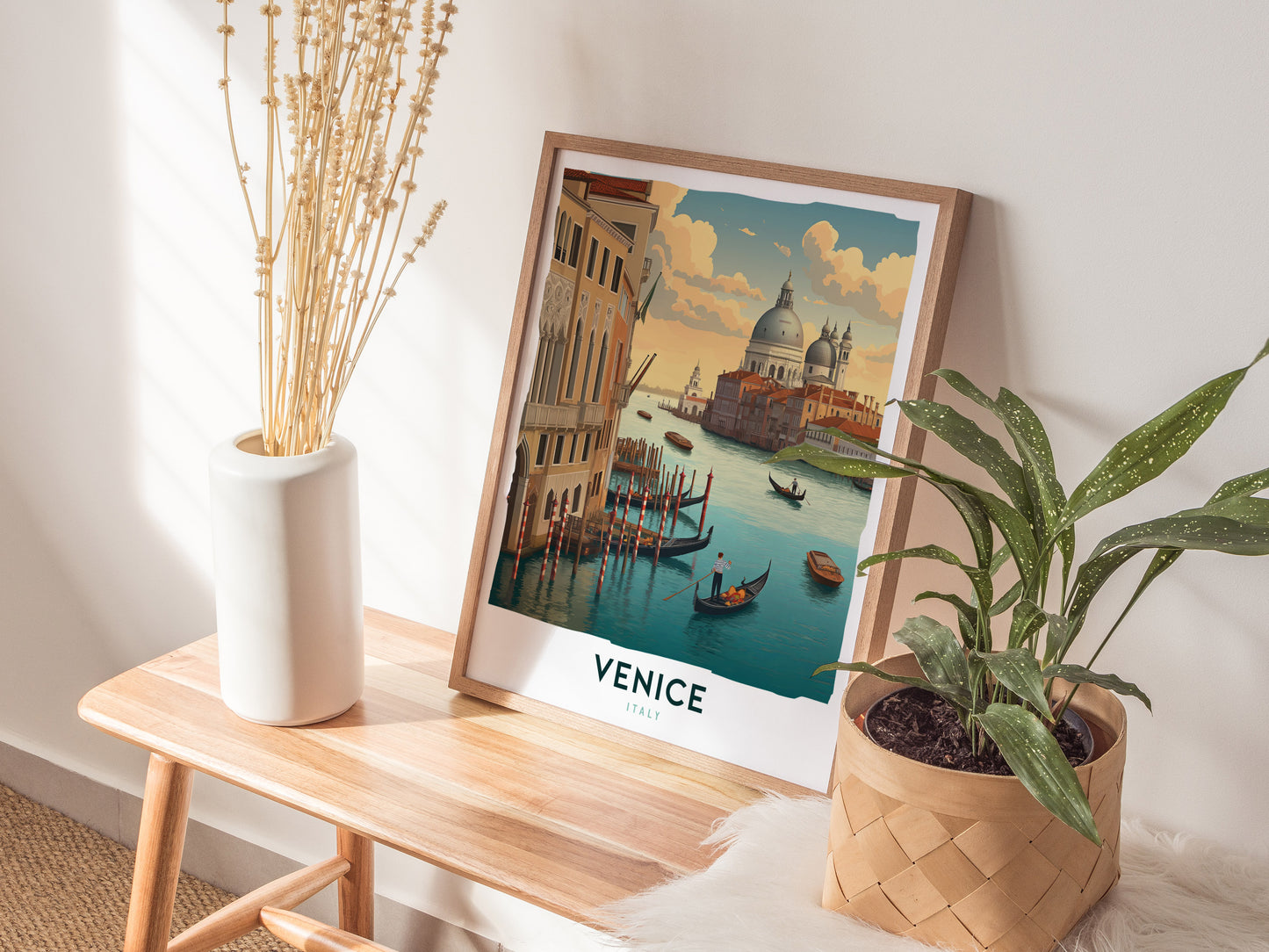 Venice Italy Poster | Canal Gondola Travel Art | Framed or Unframed