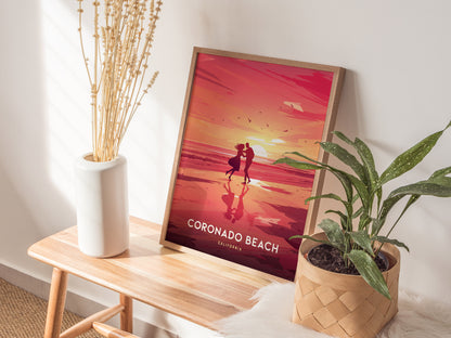 Coronado Beach Poster | San Diego California Coastal Wall Art | Framed or Unframed