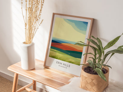 Erin Hills Matte Border Poster | Wisconsin Travel Wall Art — styled in a modern interior