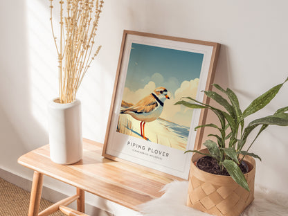 Piping Plover, Charadrius melodus Poster | Shorebird Nature Poster Wall Art — styled in a modern interior