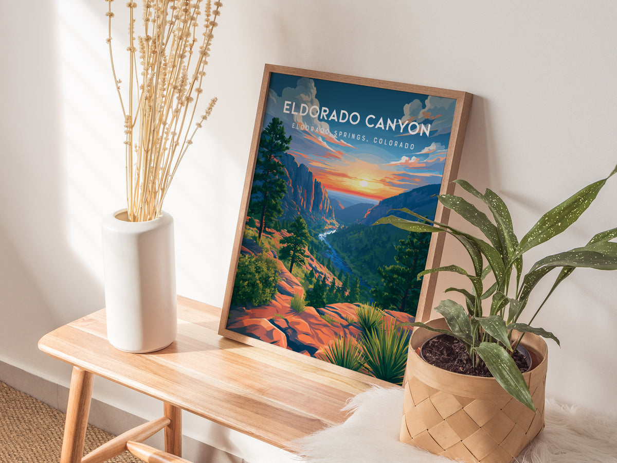 Eldorado Canyon, Eldorado Springs, Colorado Poster | Rocky Mountain Travel Wall Art — styled in a modern interior