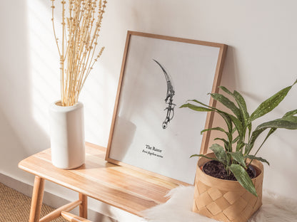 The Razor Poster | Ensis Flagellum Aureus Pen and Ink Print | Vintage Zoological Illustration Wall Art — styled in a modern i