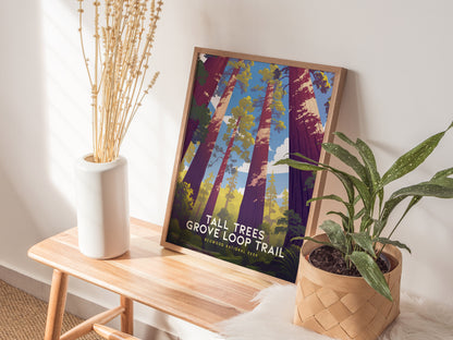 Tall Trees Grove Loop Trail Poster | Redwood National Park Art Gift