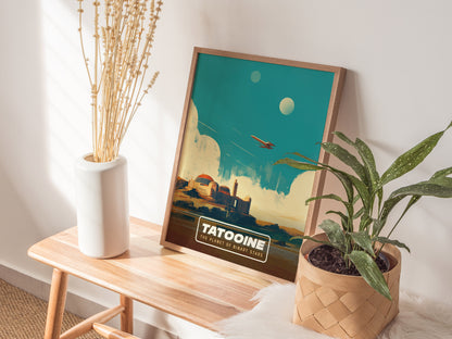 Star Wars Tatooine Poster | Retro Sci-Fi Travel Wall Art Gift