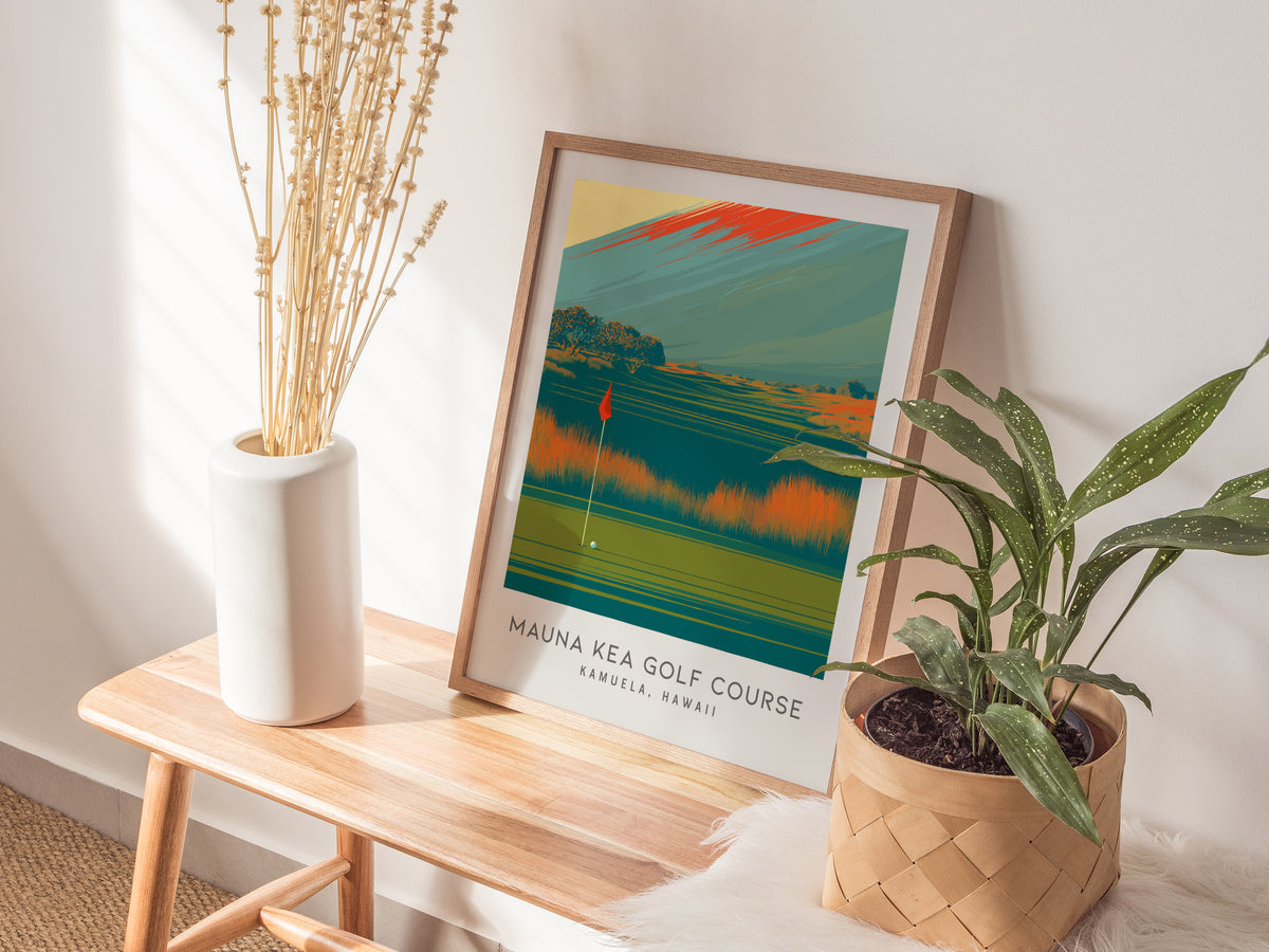 Mauna Kea Golf Course Matte Border Poster | Kamuela, Hawaii Golf Course Print & Country Club Decor — styled in a modern inter