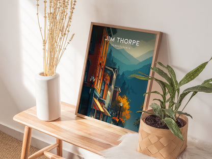 Jim Thorpe, Pennsylvania Poster | Historic Mountain Town Charm Wall Art — styled in a modern interior