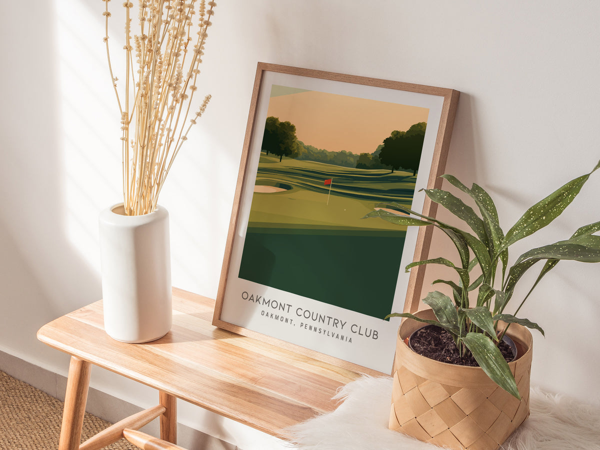 Oakmont Country Club Matte Border Poster | Oakmont, Pennsylvania Golf Course Print Wall Art — styled in a modern interior