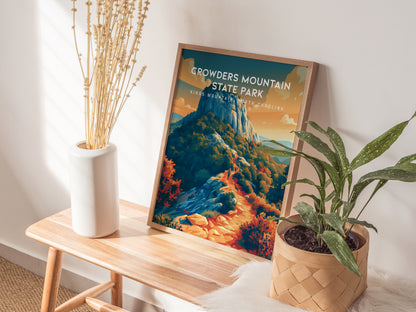 Crowders Mountain State Park, Kings Mountain, North Carolina Poster | Summit Trail Adventure Travel Wall Art — styled in a mo