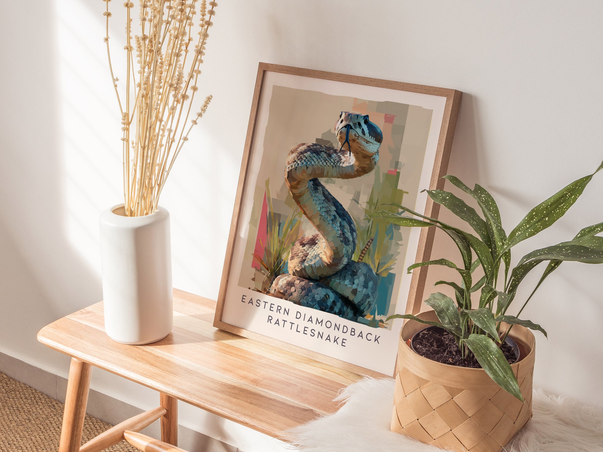 diamondback rattlesnake found in potted plant Eastern Diamondback Rattlesnake Print | Florida Wildlife Snake Wall Art