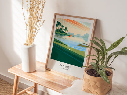 Bay Hill Matte Border Poster | Florida Travel Wall Art — styled in a modern interior