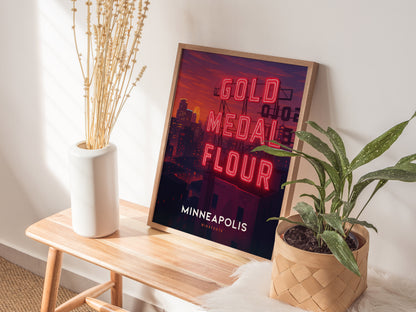 Gold Medal Flour Sign Poster | Minneapolis Minnesota Landmark Wall Art | Framed or Unframed