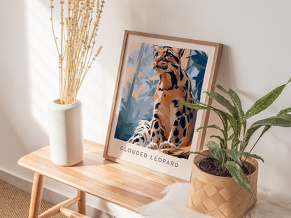 Clouded Leopard, Neofelis Nebulosa Poster | Exotic Wildlife Wall Art — styled in a modern interior