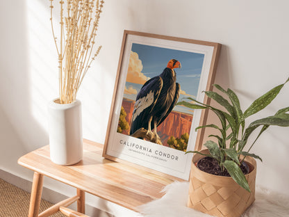 California Condor Poster | Majestic Wingspan Over Rugged Cliffs Wall Art — styled in a modern interior