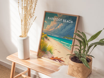 Barefoot Beach, Florida Poster | Sun-Drenched Gulf Coast Art Wall Art — styled in a modern interior