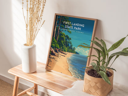First Landing State Park, Virginia Beach, Virginia Poster | Travel Gift Destination Print Wall Art — styled in a modern inter