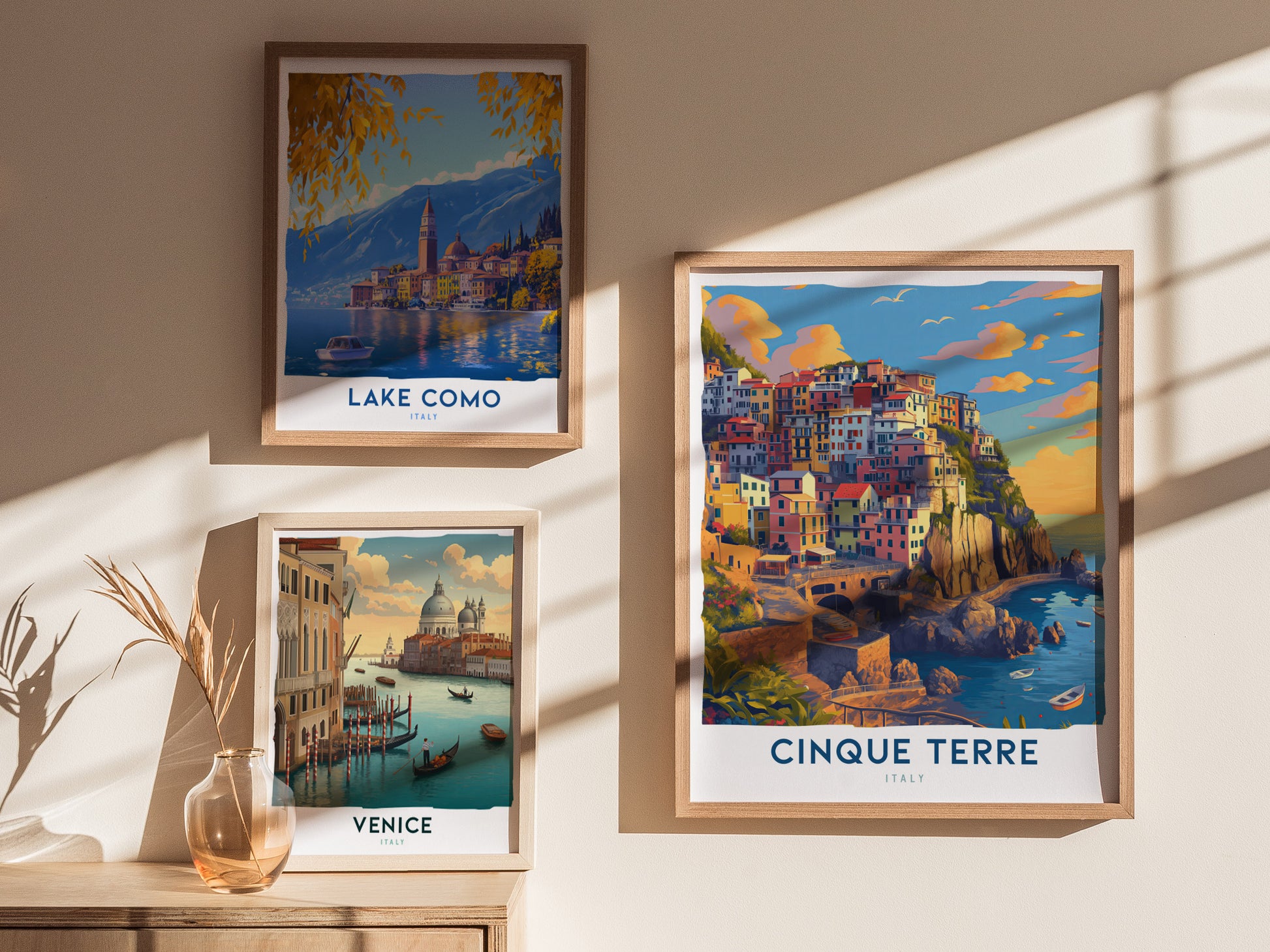Cinque Terre Poster | Italian Riviera Coastal Wall Art | Framed or Unframed